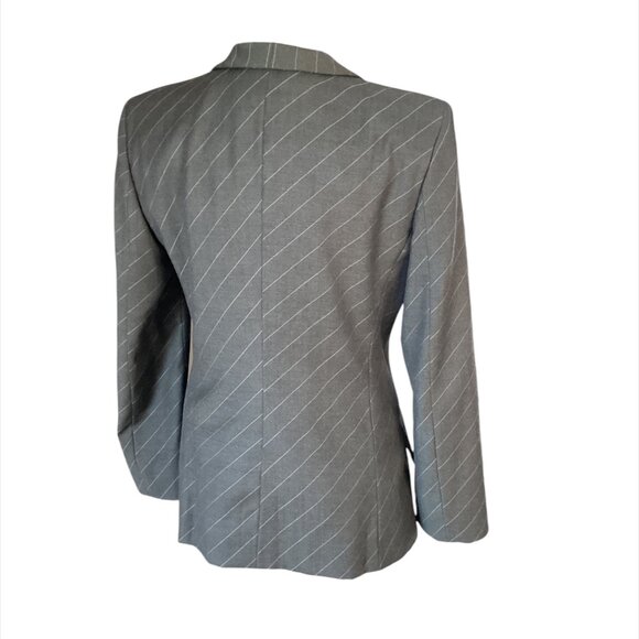 VINTAGE ARMANI COLLEZIONI 100% Virgin Wool 2-PC Grey Pinstripe Pant Suit, Sz 6 - Picture 6 of 14